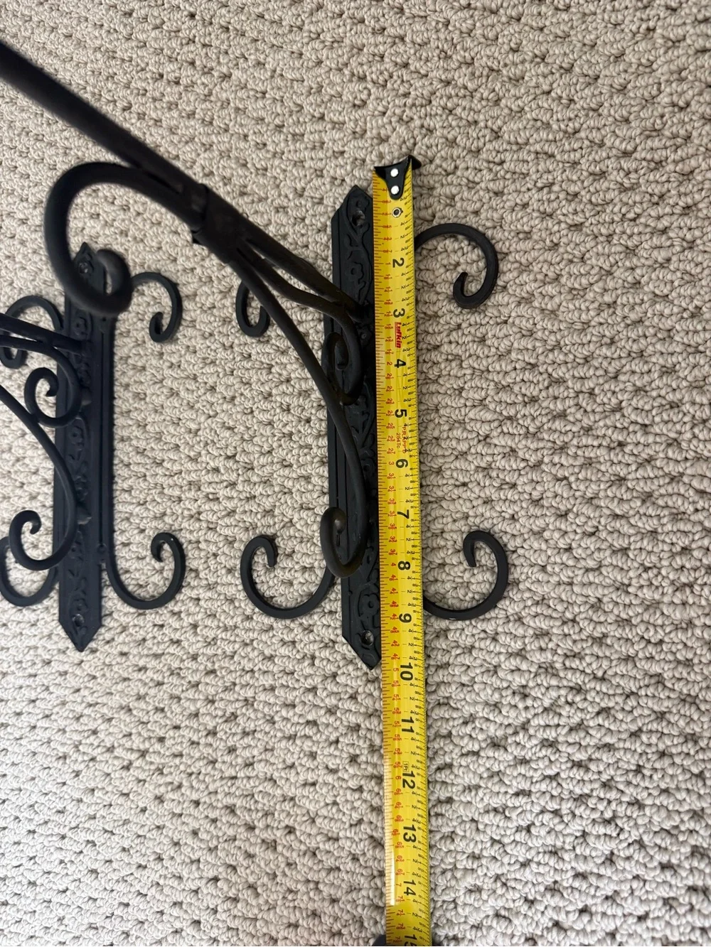 Decorative Black Wrought Iron Wall Hook Pair